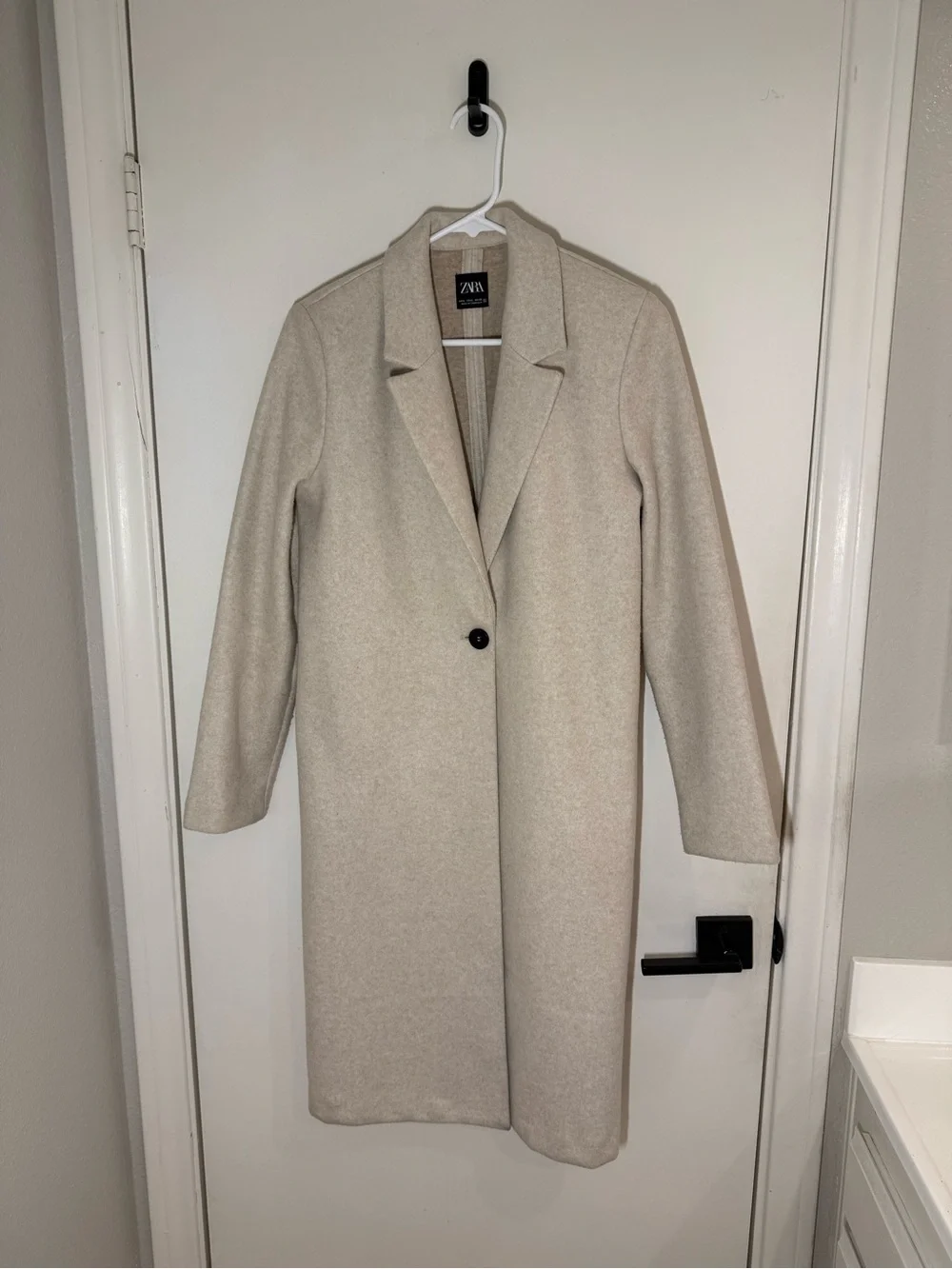 Zara Cream Single-Button Coat